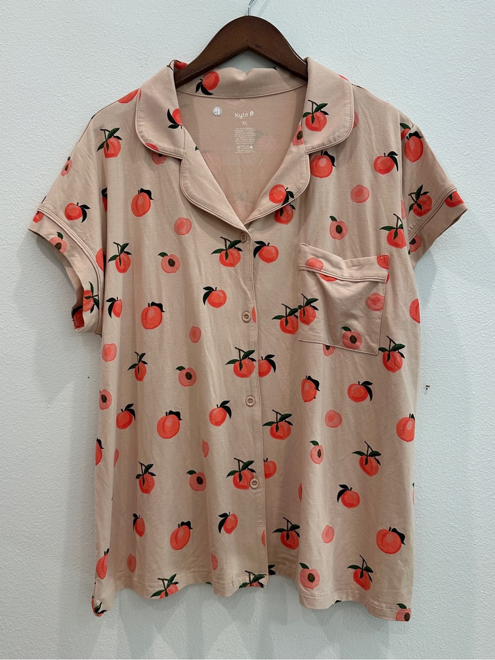 NWOT Kyte Baby Women’s Pink Peach Bamboo Rayon Short Sleeve Pajama Top size XL